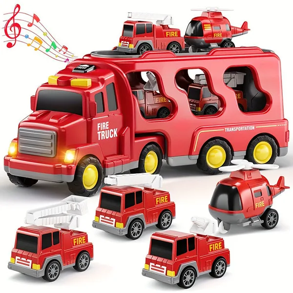 5 in 1 Friction Powered Fire Truck Interchangeable Vehicle Set - view 8