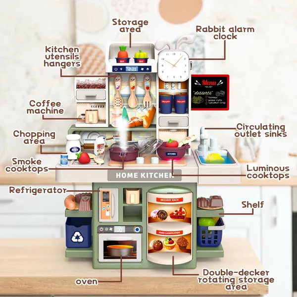 Kitchen Set Toy with Realistic Steam and Light-up Pretend Play - view 2