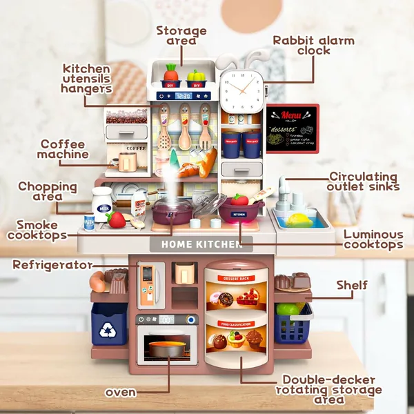 Kitchen Set Toy with Realistic Steam and Light-up Pretend Play - view 8