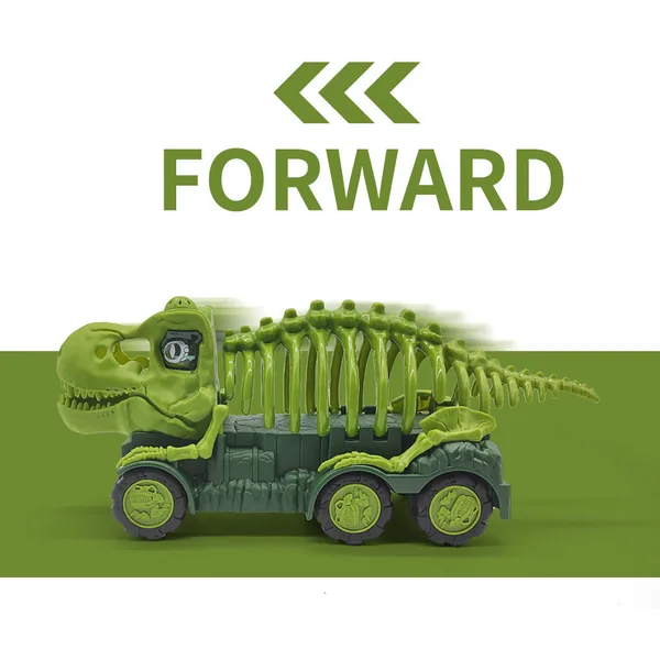 Portable Pull Back Dinosaur Truck Carrier with Light and Music - view 2