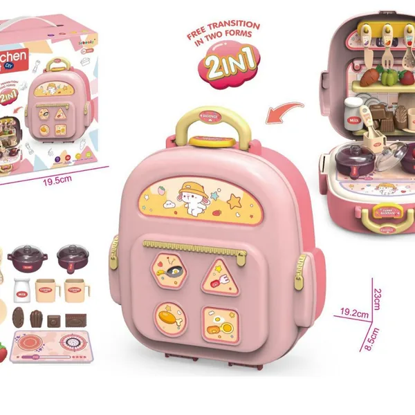 2 in 1 Kitchen Food Set Pretend Play Clay Backpack Toy - view 3