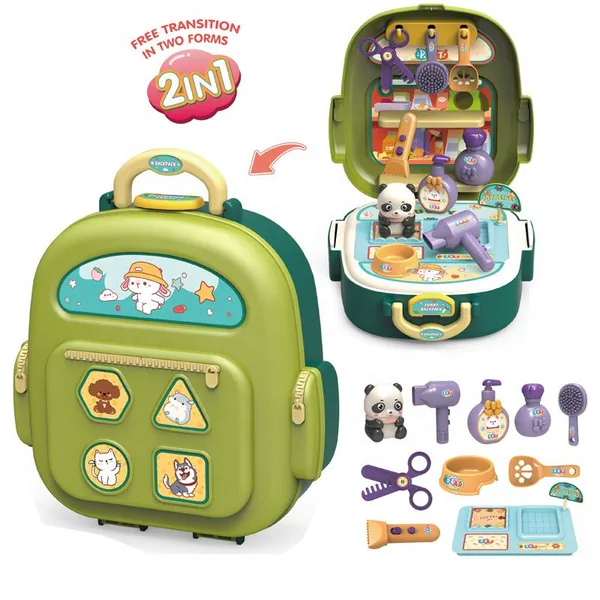 2 in 1 Kitchen Food Set Pretend Play Clay Backpack Toy
