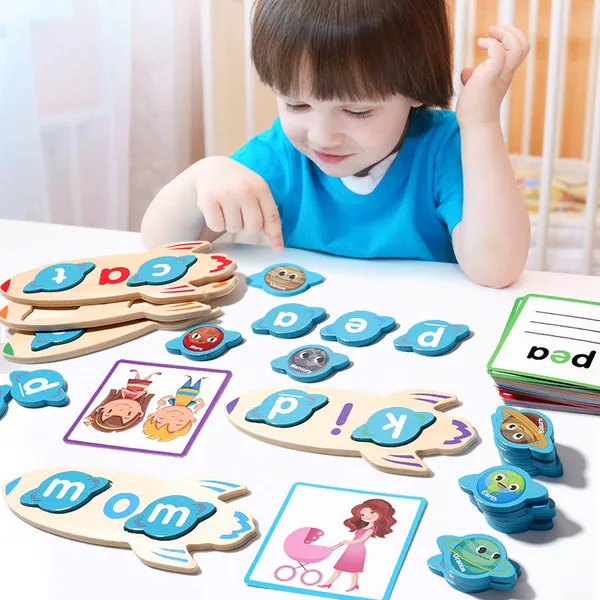 Montessori Educational Wooden CVC Word Spelling Flash Cards - view 4