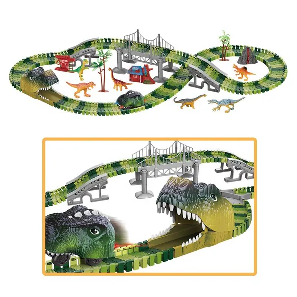 Battery Operated 183PCS Dinosaur Slot Car Racing Track