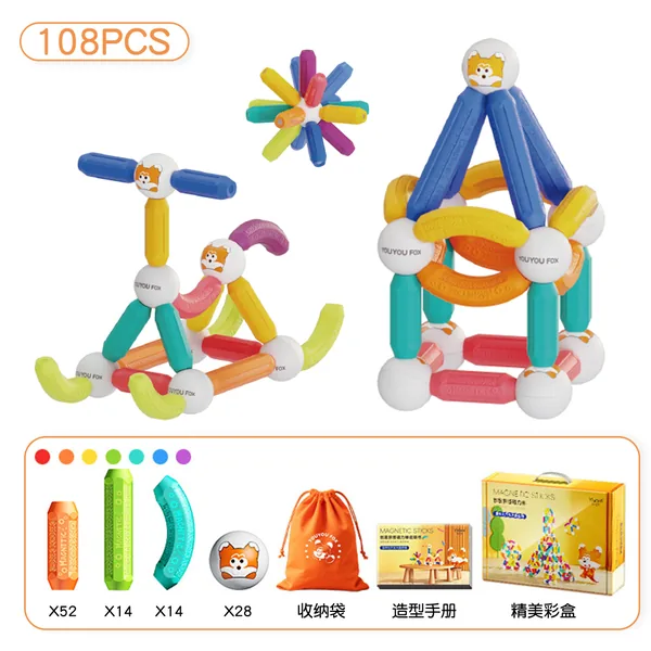 Yoyo Fox Magnetic Rod 108P Building Set