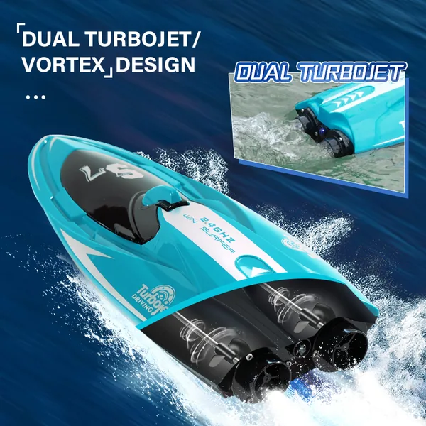 High-Speed 2.4G RC Racing Boat with Lights and Charger - view 3
