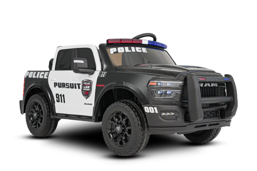 Licensed Police Pickup Truck 12V Ride On with LED Siren - view 6