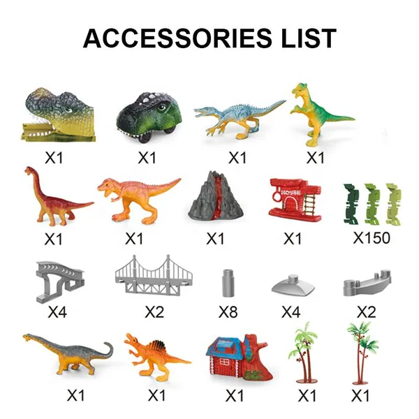 Battery Operated 183PCS Dinosaur Slot Car Racing Track - view 4