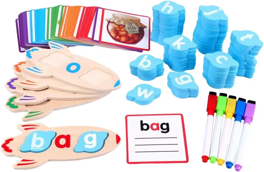 Montessori Educational Wooden CVC Word Spelling Flash Cards - view 5