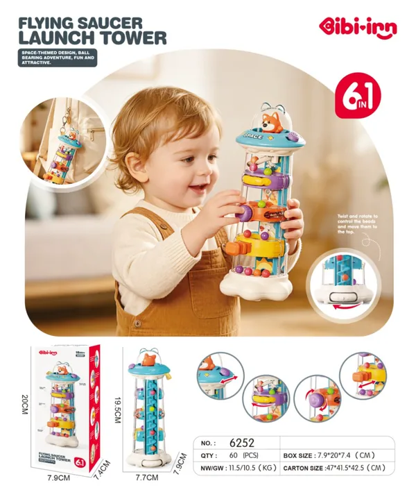 UFO Flying Disc Launch Tower 6-in-1 Toddler Toy