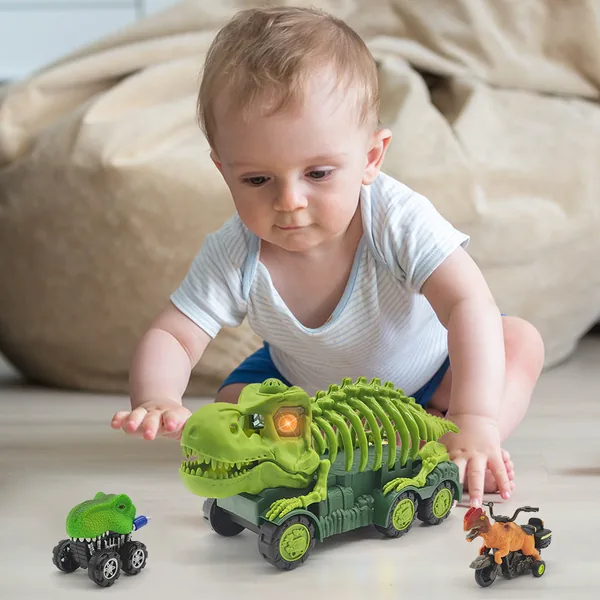 Portable Pull Back Dinosaur Truck Carrier with Light and Music - view 5