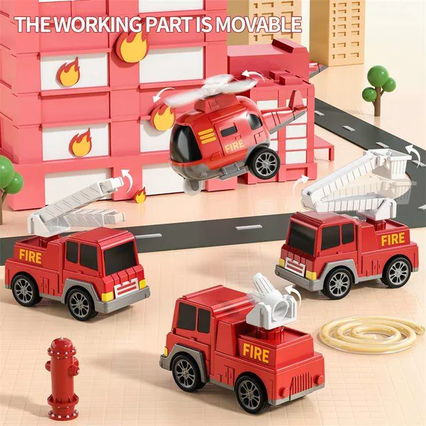 5 in 1 Friction Powered Fire Truck Interchangeable Vehicle Set - view 7