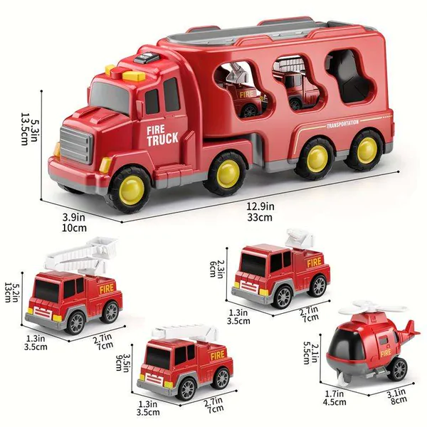 5 in 1 Friction Powered Fire Truck Interchangeable Vehicle Set - view 5