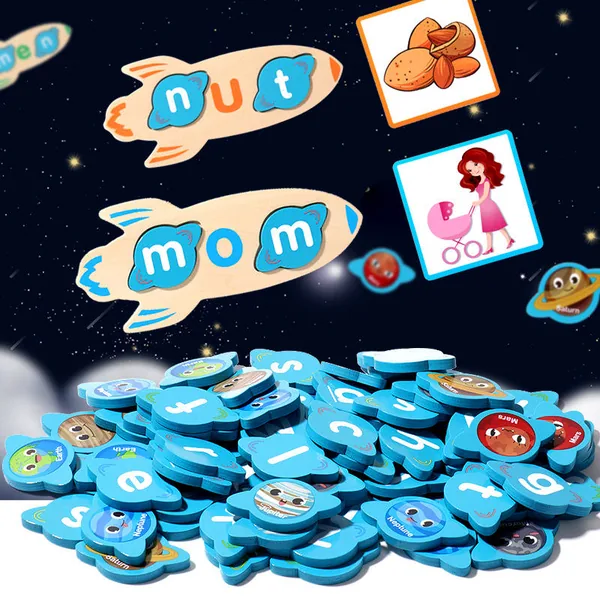 Montessori Educational Wooden CVC Word Spelling Flash Cards - view 3