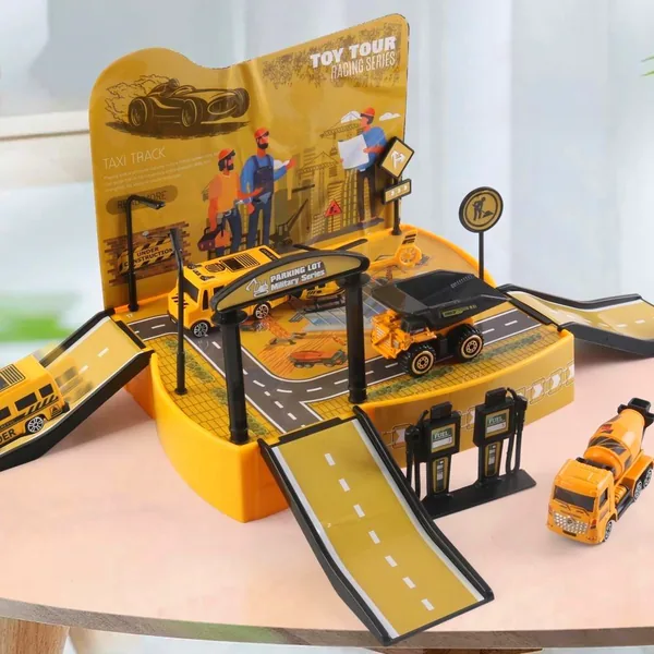 Diecast Alloy Parking Lot Play Set with Slide Car Ramps - view 2