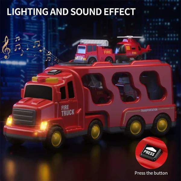 5 in 1 Friction Powered Fire Truck Interchangeable Vehicle Set - view 3